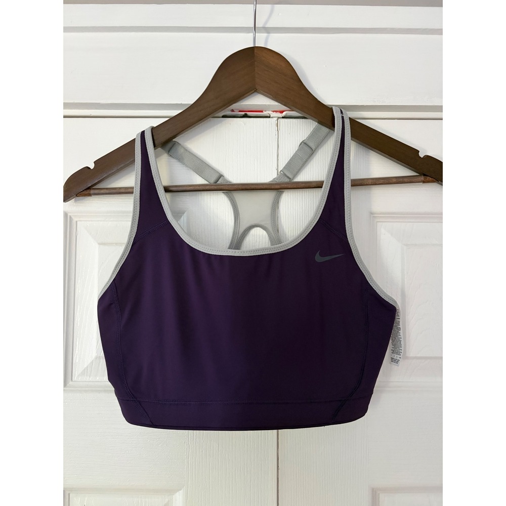 Nike Dri-FIT High Support Sports Bra Purple Grey Racerback Size L B/C 445687-524